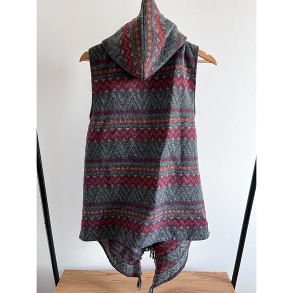 LAPIS Boho Southwestern Wool Blend Hooded Vest - Picture 4 of 5